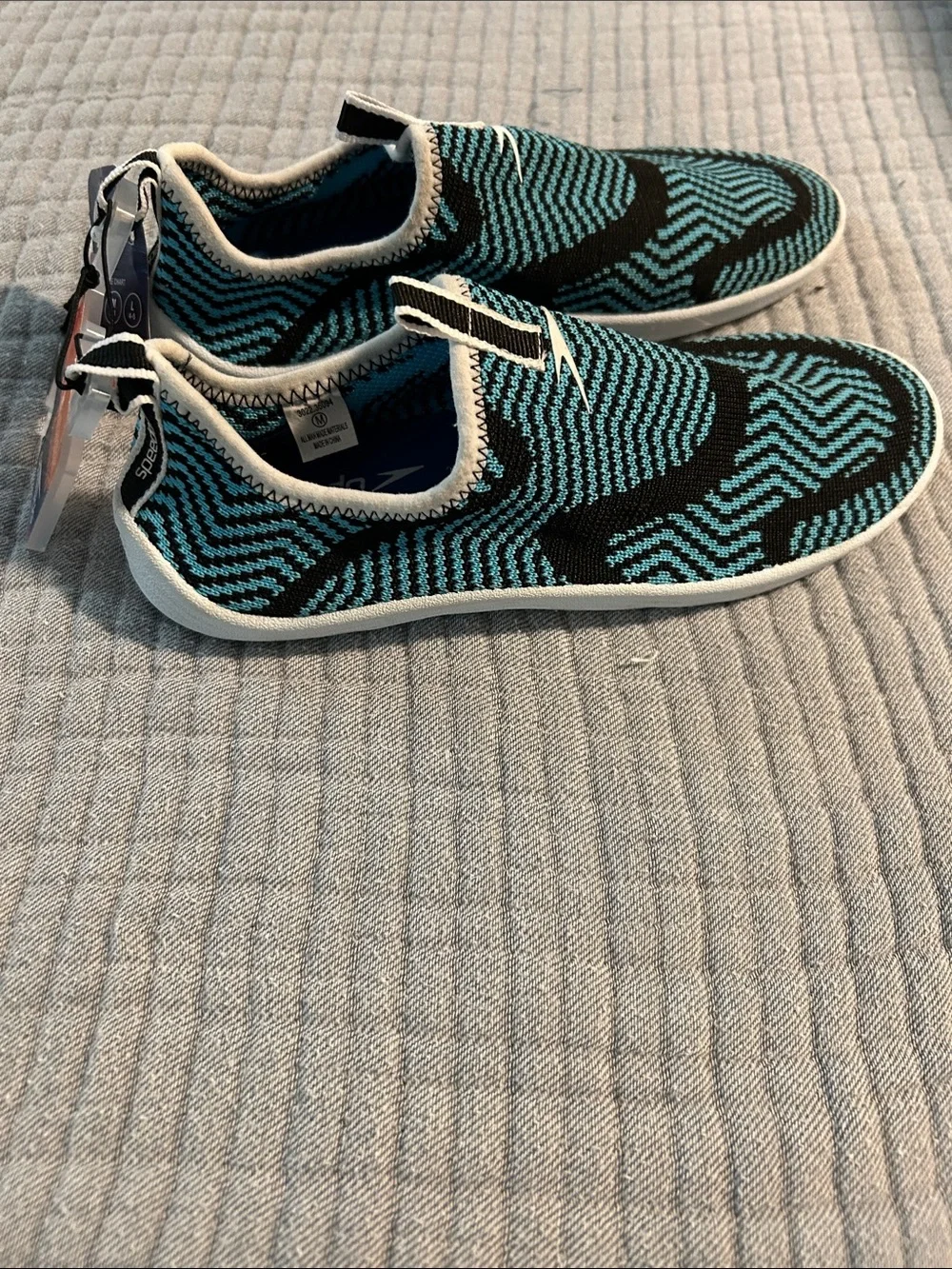 Speedo Men’s Slip-On Aqua Sneakers - Black & Teal